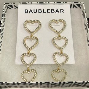 NEW BaubleBar Rhinestone Heart Drop Earrings